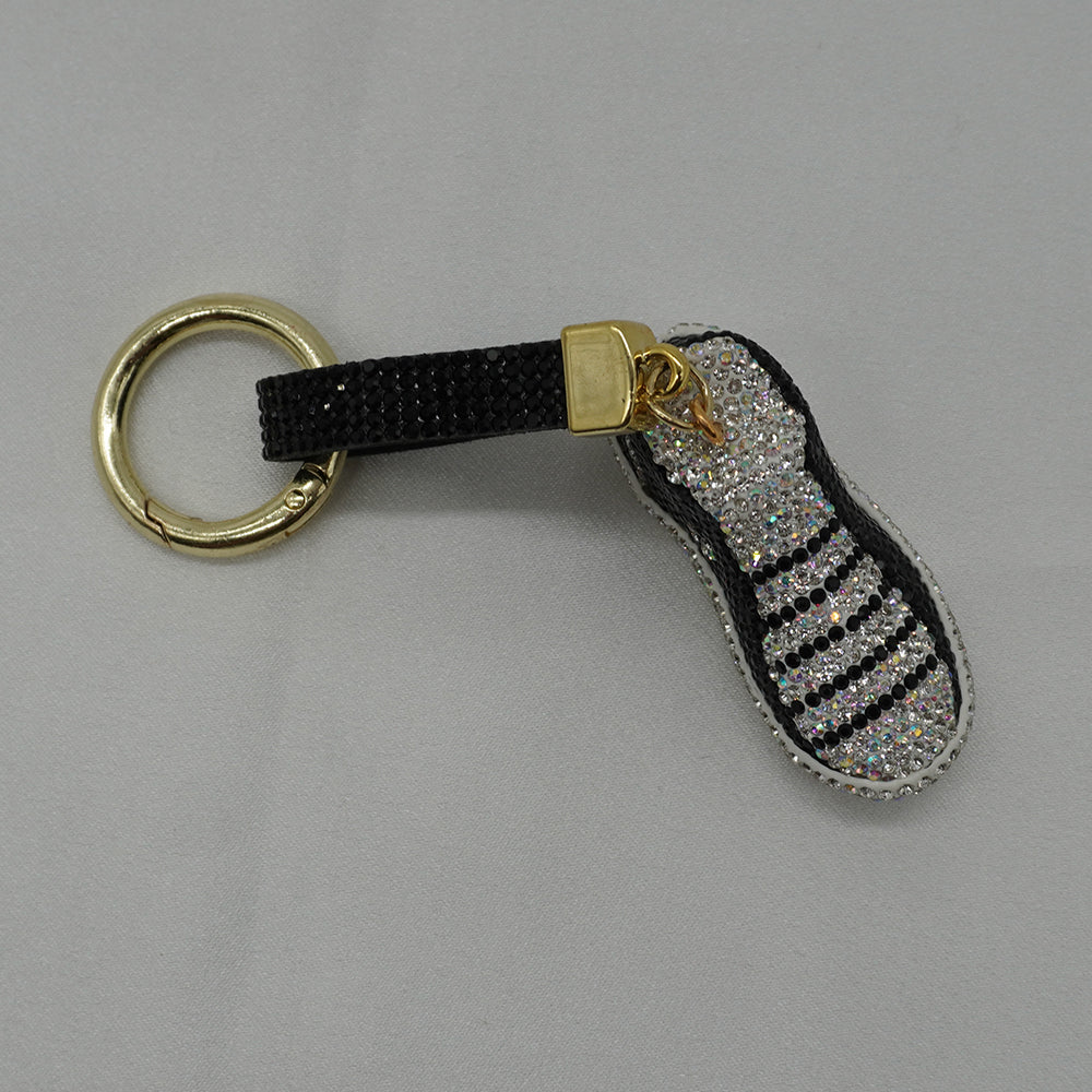 Rhinestone Studded Keychain Charm - Black Sneaker