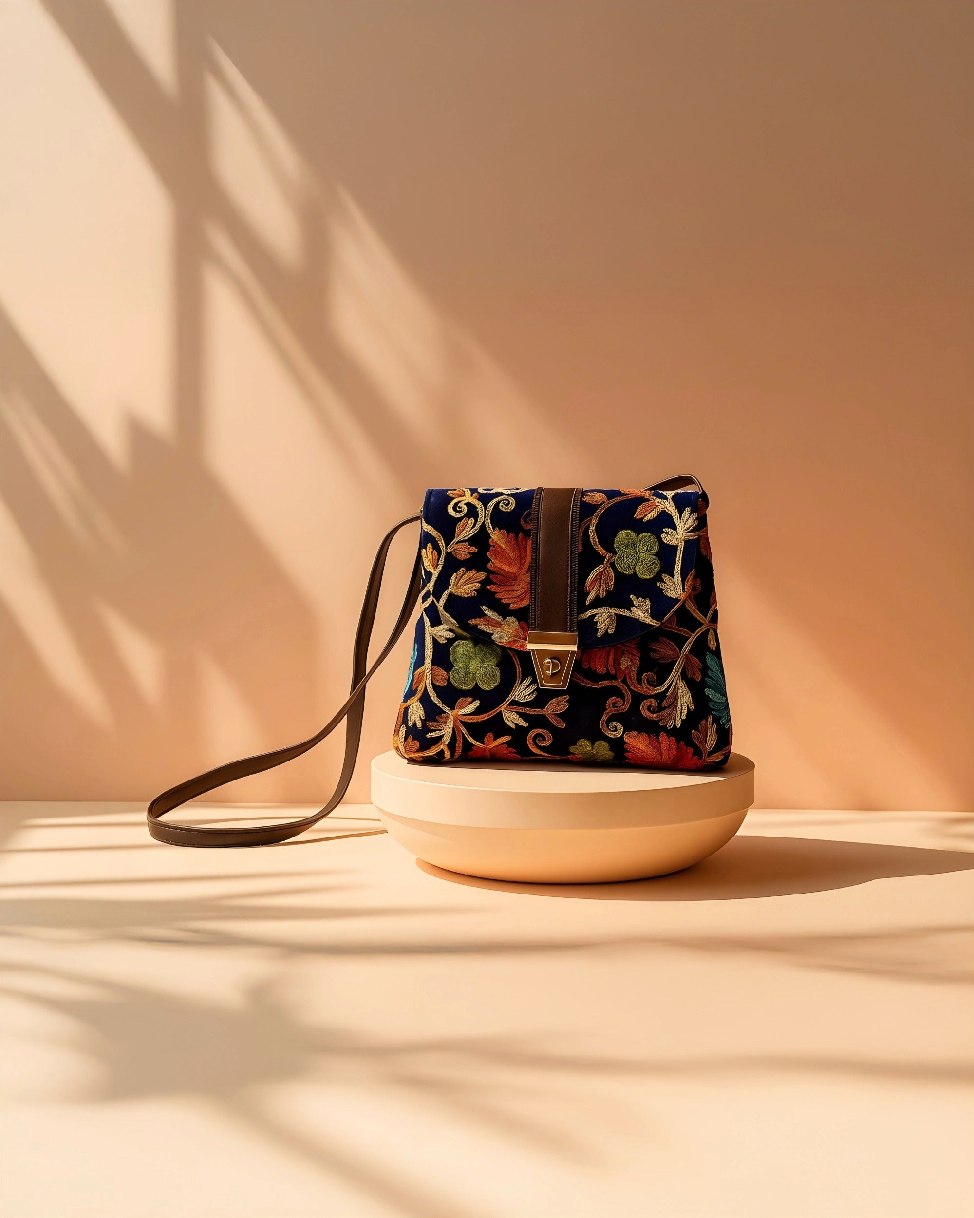 Floral Embroidered Sling – Midnight Blue Velvet