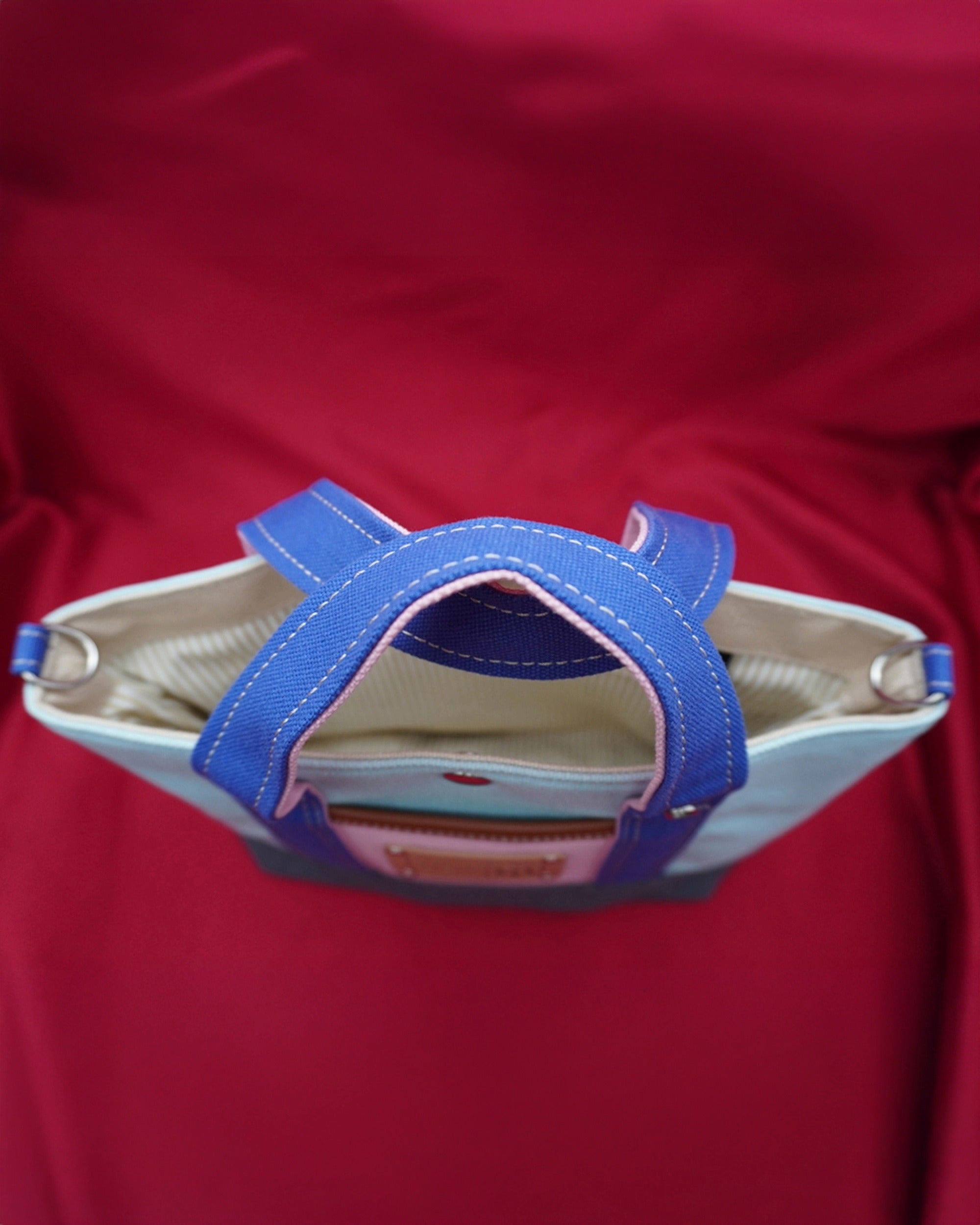 Blue and Grey Colorblock Canvas Tote Bag – Trendy Durable Shoulder Bag for Everyday Use