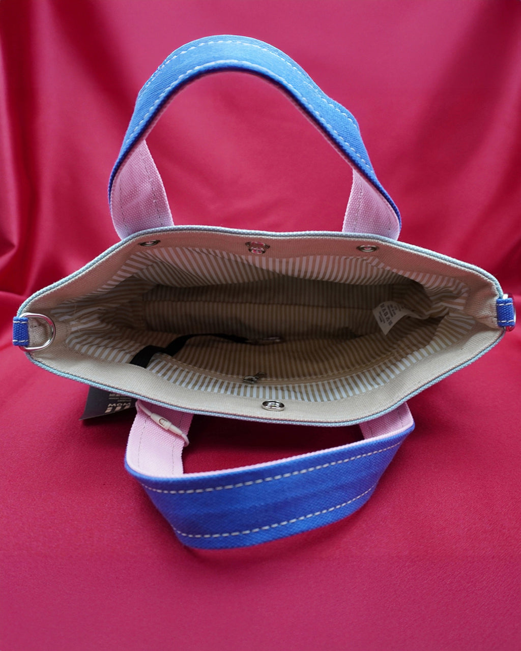 Blue and Grey Colorblock Canvas Tote Bag – Trendy Durable Shoulder Bag for Everyday Use