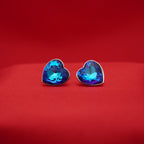 Sapphire Glow Blue Heart Crystal Stud Earrings