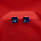 Sapphire Glow Blue Heart Crystal Stud Earrings
