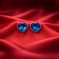 Sapphire Glow Blue Heart Crystal Stud Earrings