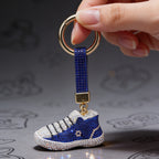 Rhinestone Studded Keychain Charm - Blue Sneaker