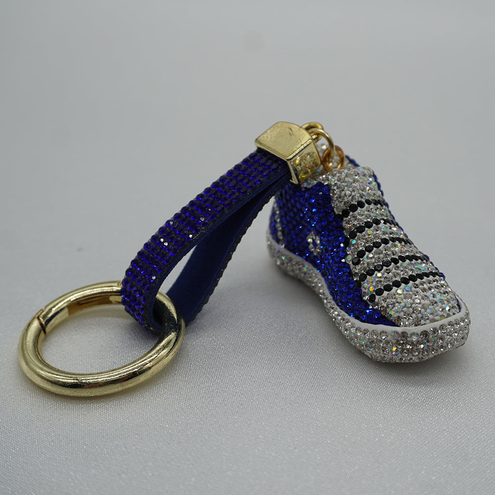 Rhinestone Studded Keychain Charm - Blue Sneaker