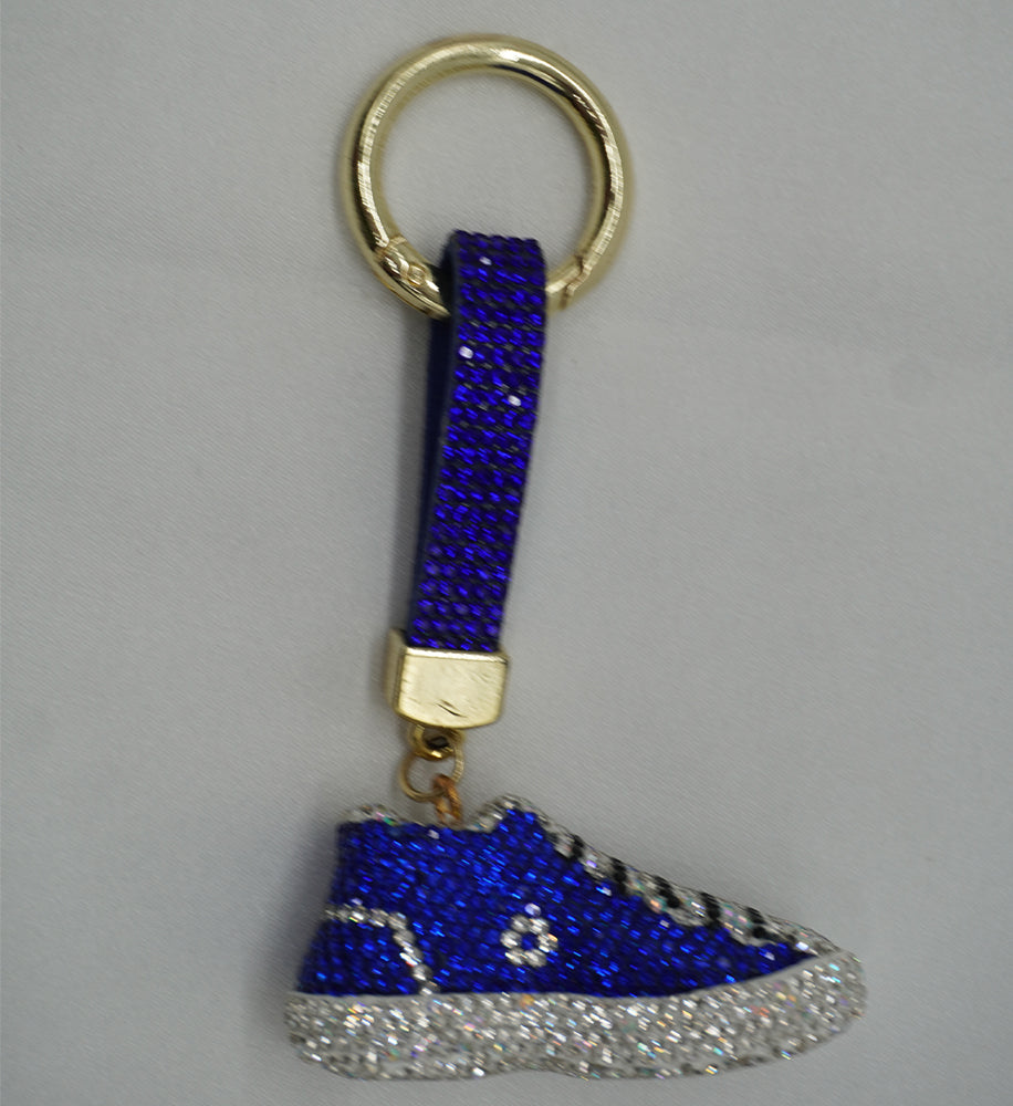 Rhinestone Studded Keychain Charm - Blue Sneaker