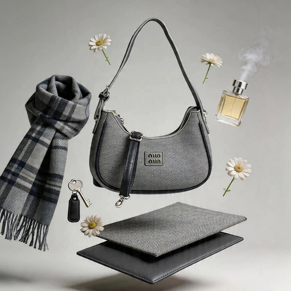 Blue mini shoulder bag for women with minimalist Korean-inspired design