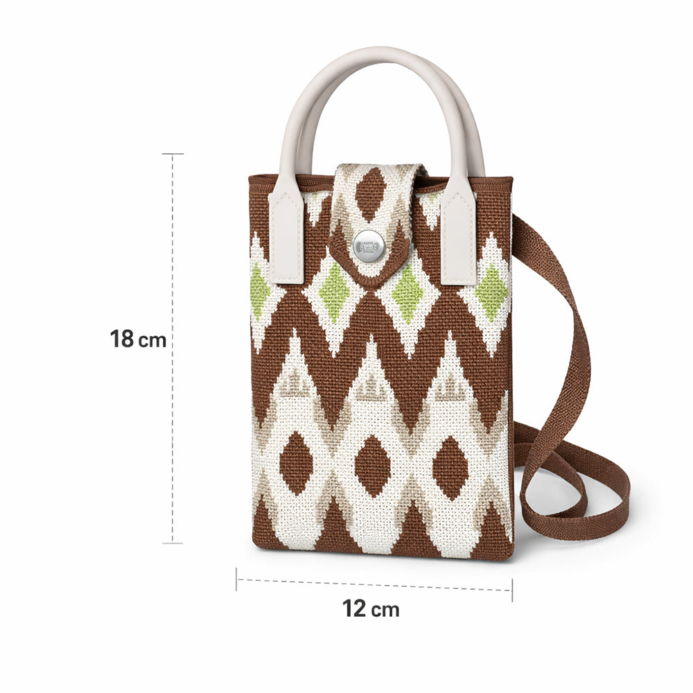 mini crossbody mobile sling bag brown ikat India