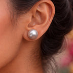 Classic Silver Radiance Dome Stud Earrings