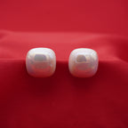 Classic White Faux Pearl Square Stud Earrings