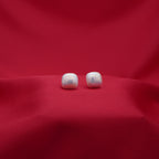 Classic White Faux Pearl Square Stud Earrings