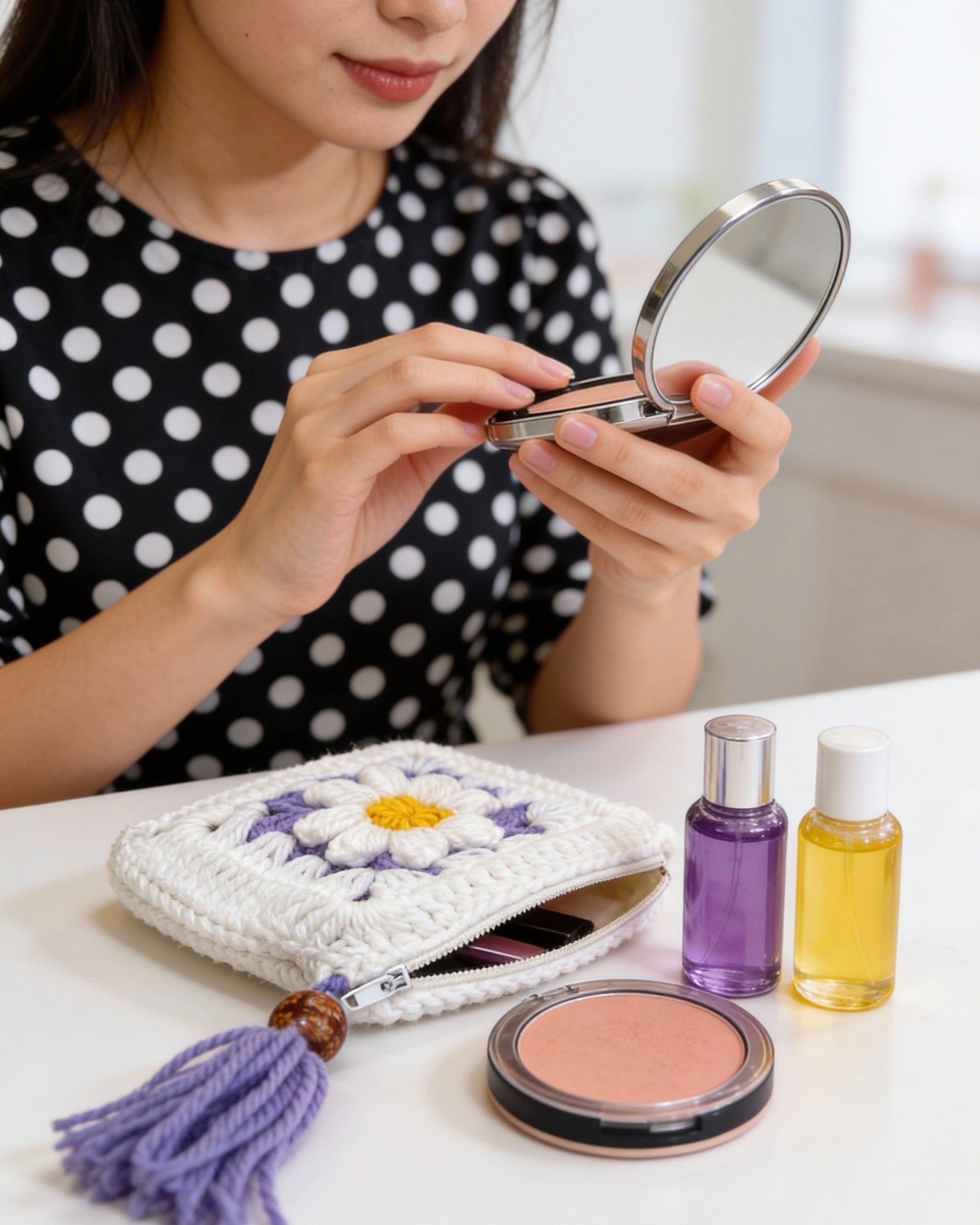 Lilac Bloom Crochet Coin Pouch | Handmade Floral Zipper Purse