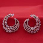 Rose Gold Crescent Hoop Earrings - Marquise Crystal