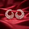 Rose Gold Crescent Hoop Earrings - Marquise Crystal