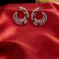 Rose Gold Crescent Hoop Earrings - Purple Crystal
