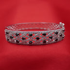 Crisscross Black Stone Cuff Bracelet (Free size)