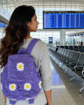Crochet Backpack Handmade – Lavender Daisy College Bag