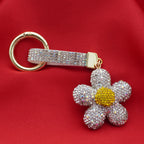 Daisy Sparkle Crystal Keyring - Sliver