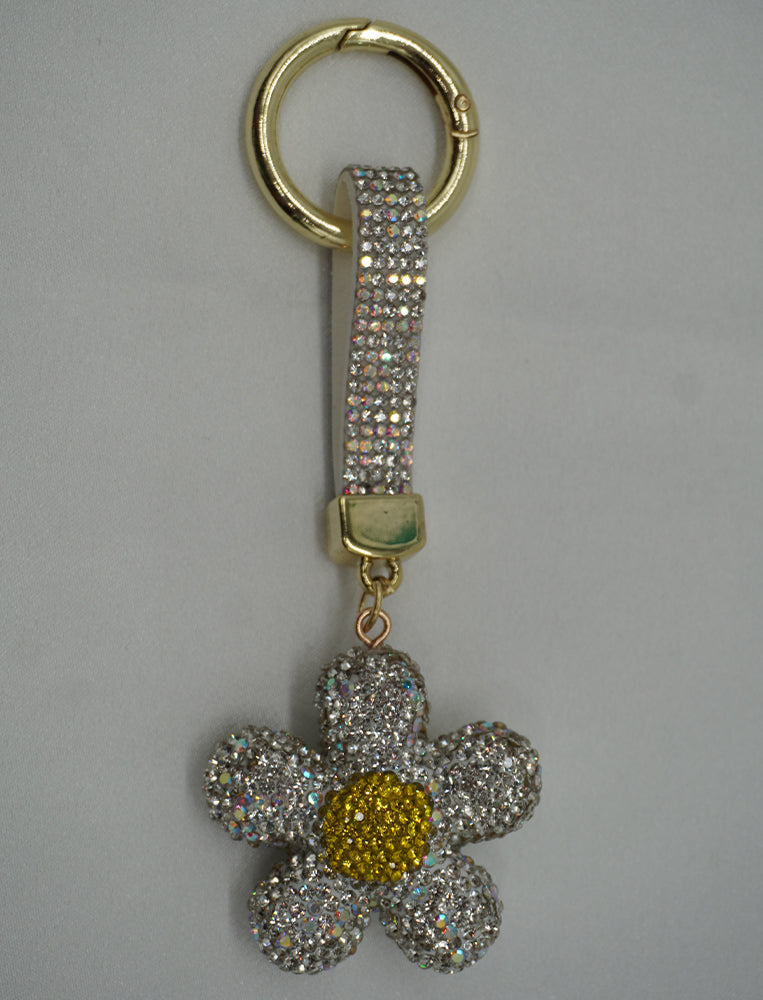 Daisy Sparkle Crystal Keyring - Sliver