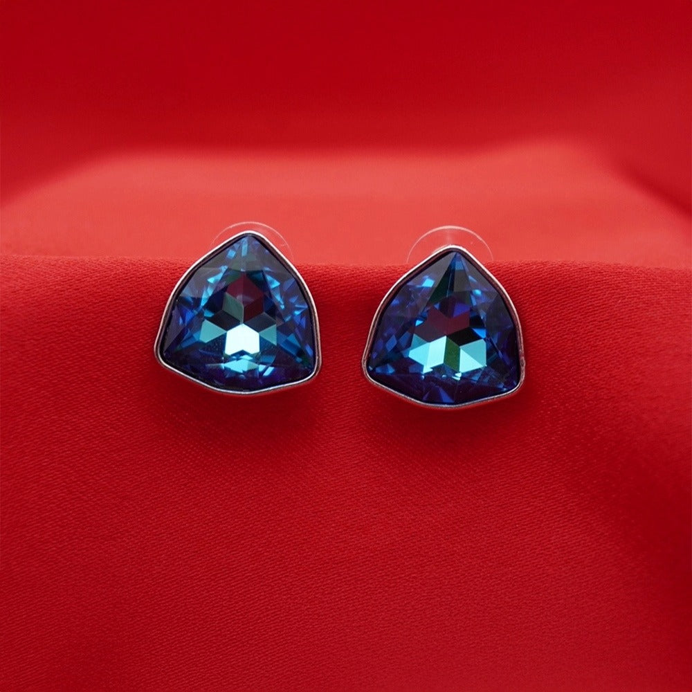 Midnight Prism Blue Crystal Stud Earrings