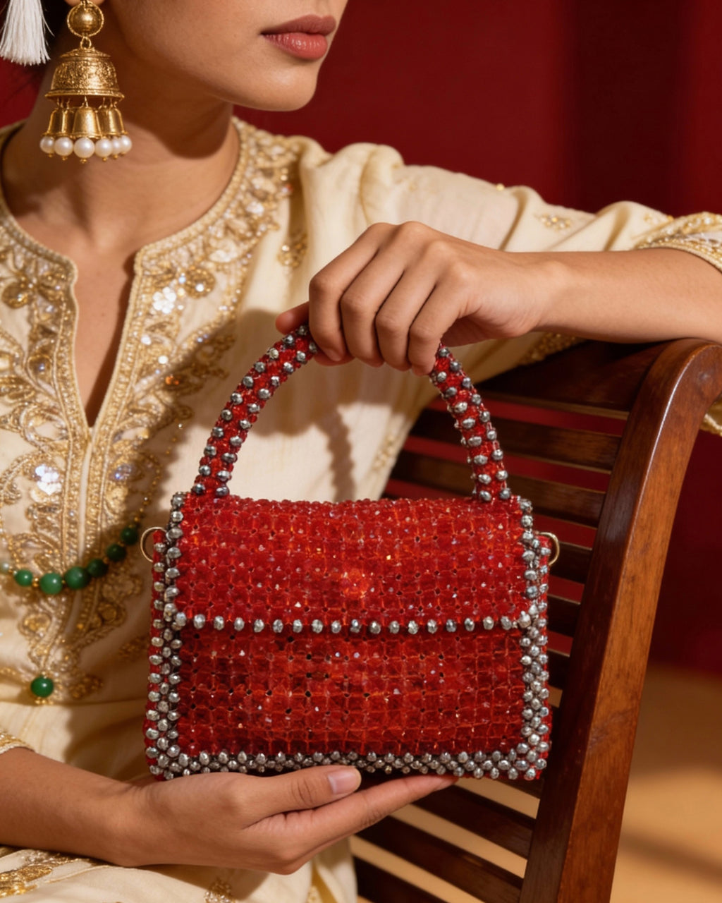 Celestara — The Handcrafted Beaded Star | Radiant Red & Silver