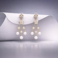Elegant Floral Crystal Pearl Drop Earrings