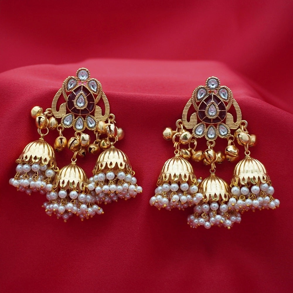 Elegant Floral Pearl Drop Earrings – Crystal Flower Dangle