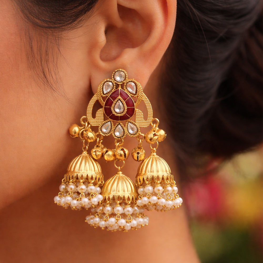 Elegant Floral Pearl Drop Earrings – Crystal Flower Dangle