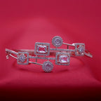 Elegant Halo Geometric Stone Statement Bracelet (Free size)