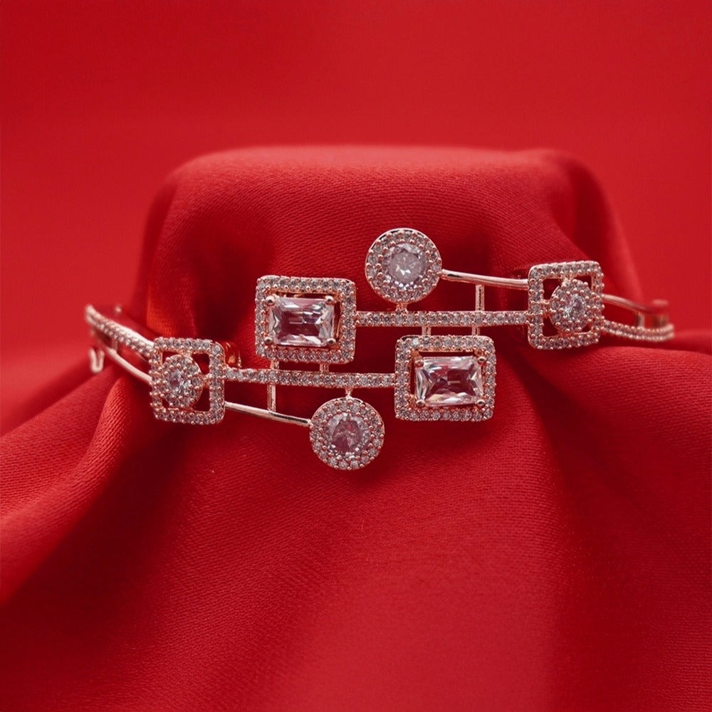 Elegant Halo Geometric Stone Statement Bracelet (Free size)