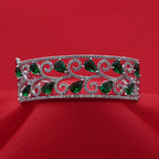 Emerald-Green Teardrop Cuff Bracelet (Free size)