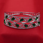 Emerald-Green Teardrop Cuff Bracelet (Free size)