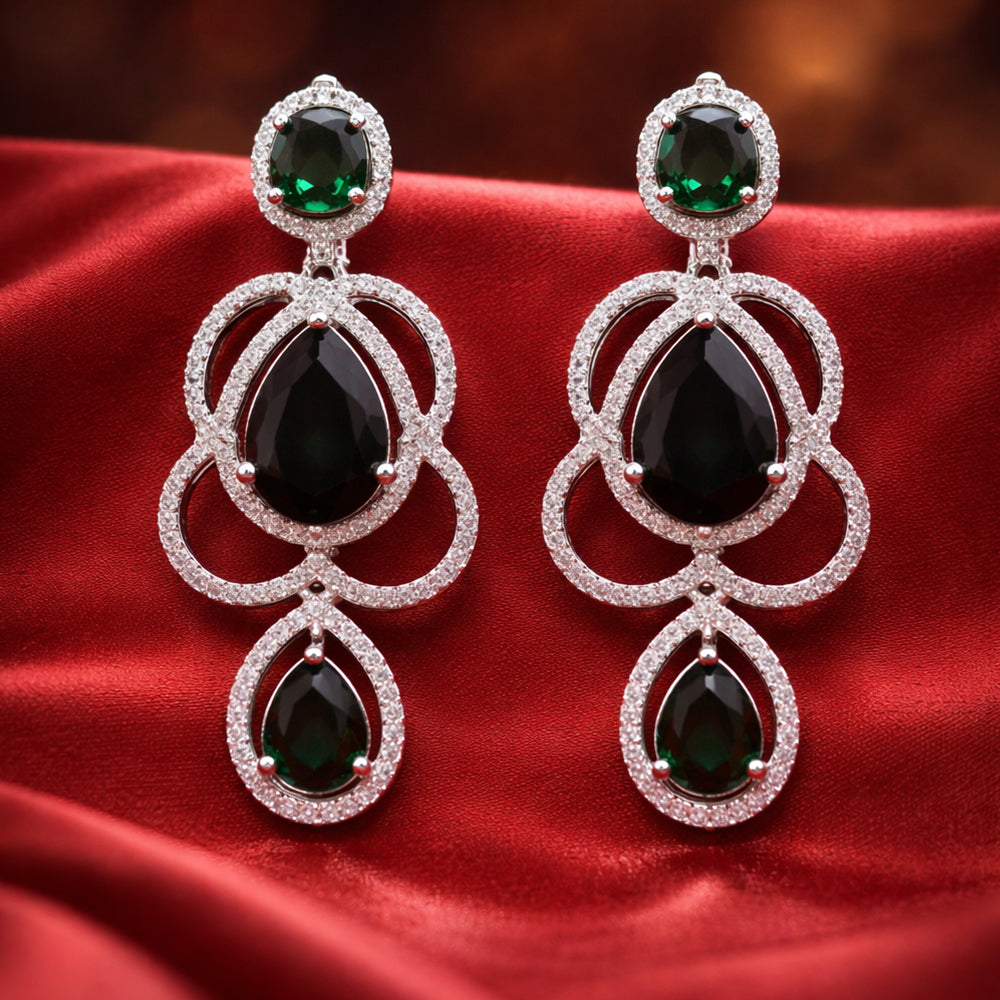 Emerald Glow Crystal Drop Earrings