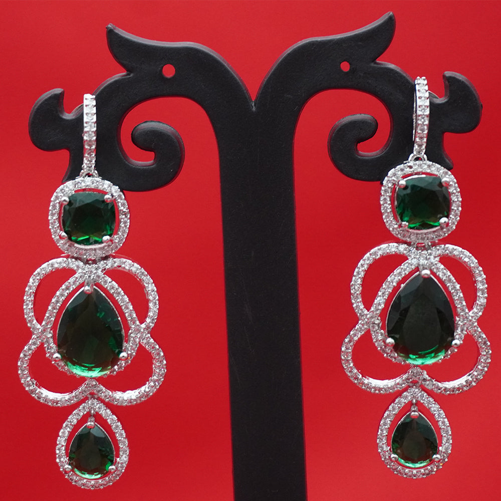 Emerald Glow Crystal Drop Earrings