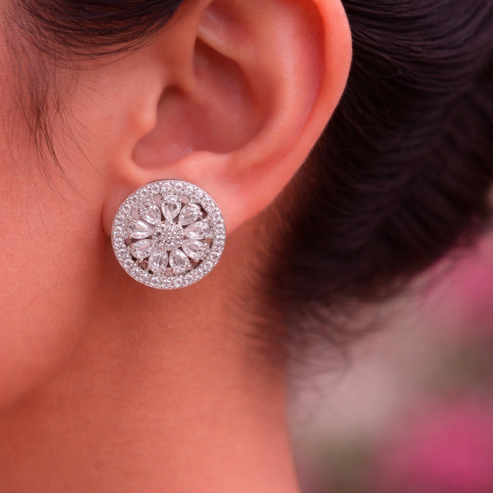 Blooming Floral Halo Stud Earrings