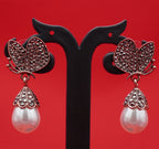 Gold Tone Crystal Accent Butterfly Pearl Drop Earrings