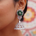 Emerald Floral Jhumka Earrings