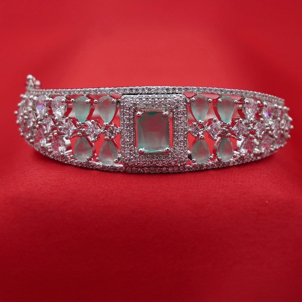 Green Stone Halo Fashion Bangle (Free size)