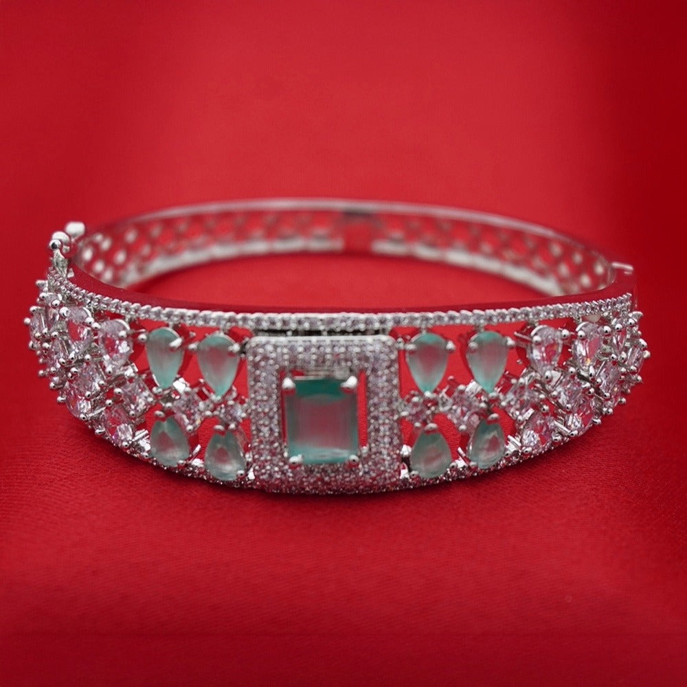 Green Stone Halo Fashion Bangle (Free size)