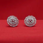 Halo Cluster Stud Earrings Silver-Tone