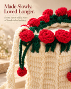 Blooming Roses Crochet Bucket Sling Bag – Cream