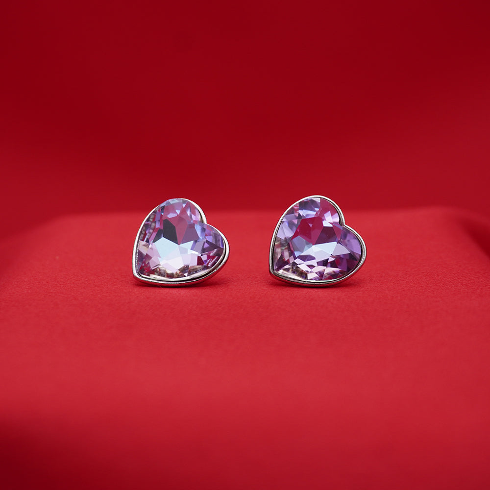 Blush Radiance Heart-Shaped Crystal Stud Earrings