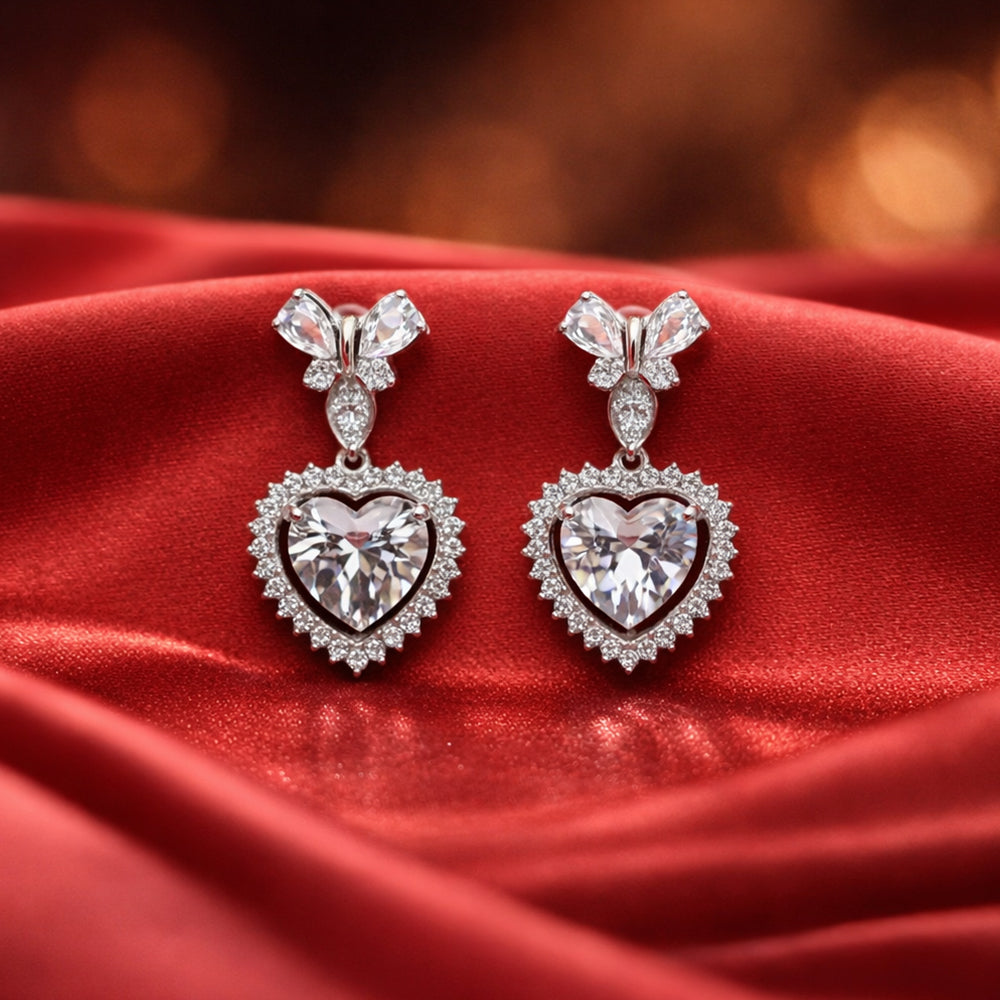 Heart Halo Crystal Drop Earrings