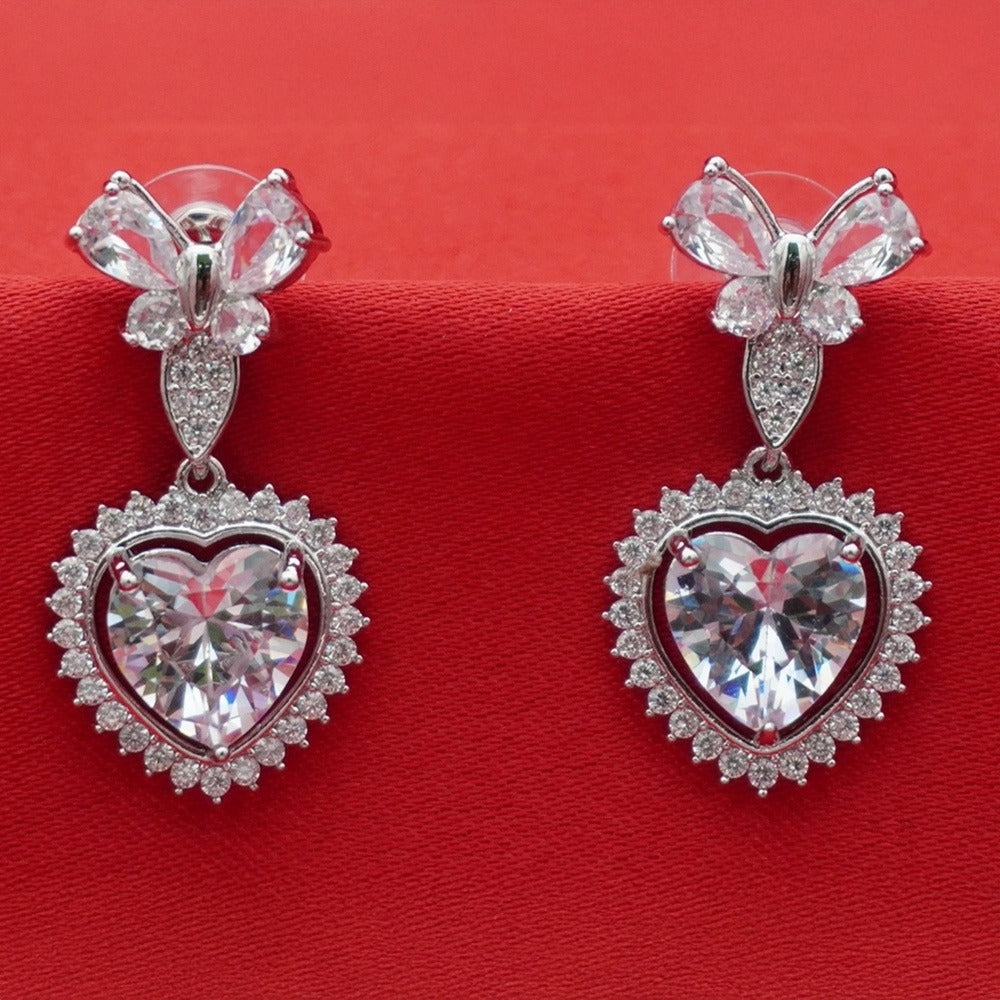 Heart Halo Crystal Drop Earrings