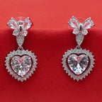 Heart Halo Crystal Drop Earrings