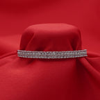 High-Polish Silver-Tone American Diamond Multi-Row Statement Bangle (Free Size)