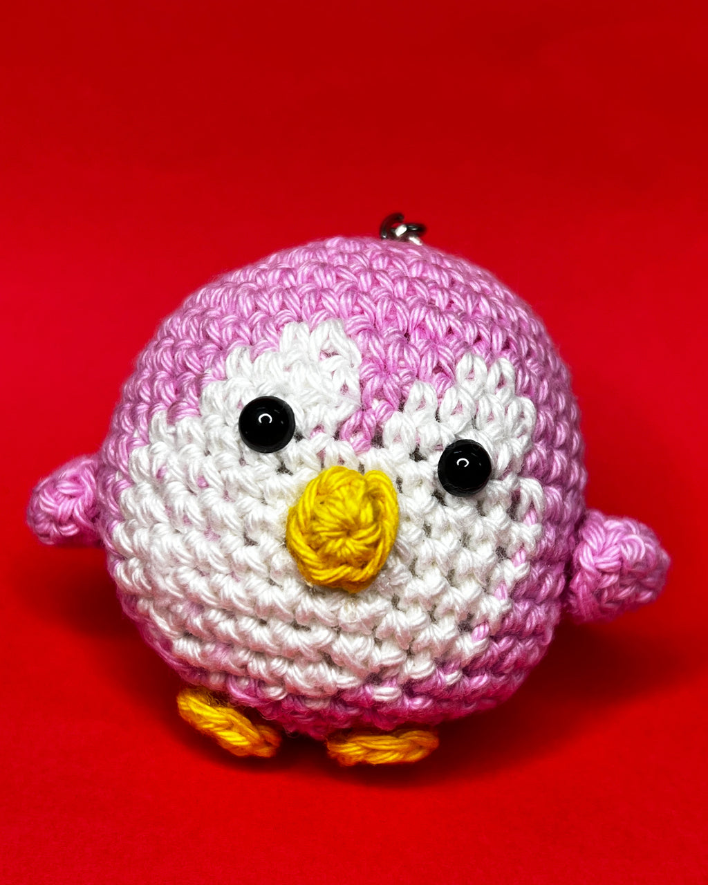 ❄️ Ocean & Arctic Friends – Blush Penguin – Pink & White Amigurumi Charm
