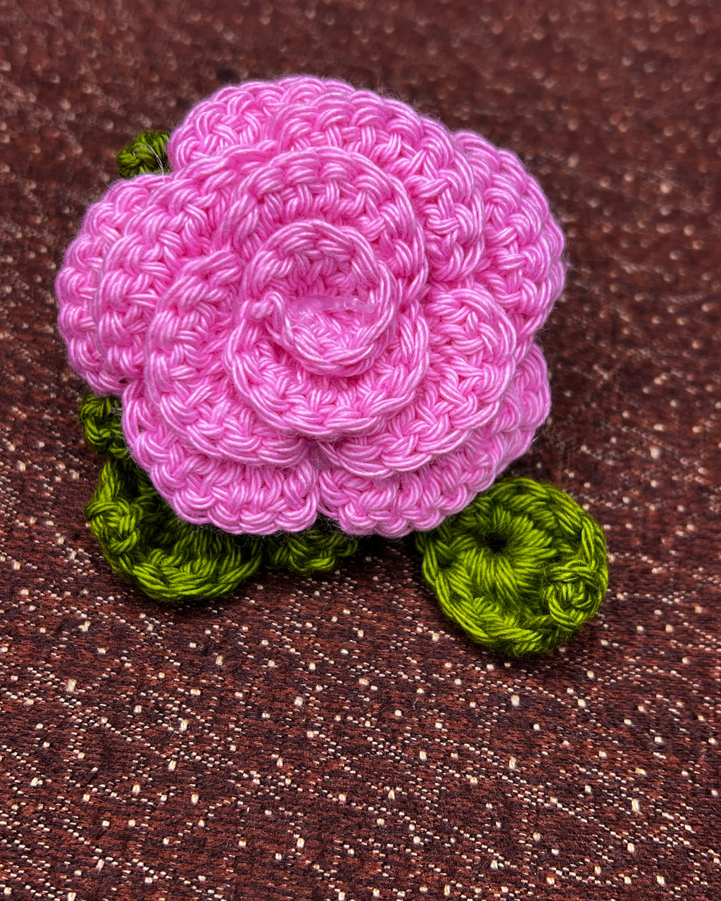 🌸 Blooming Charms - Morning Dew – Pink Rose with Green Leaves