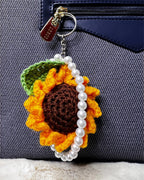 🌸 Blooming Charms - Golden Sunflower with Pearl Charm