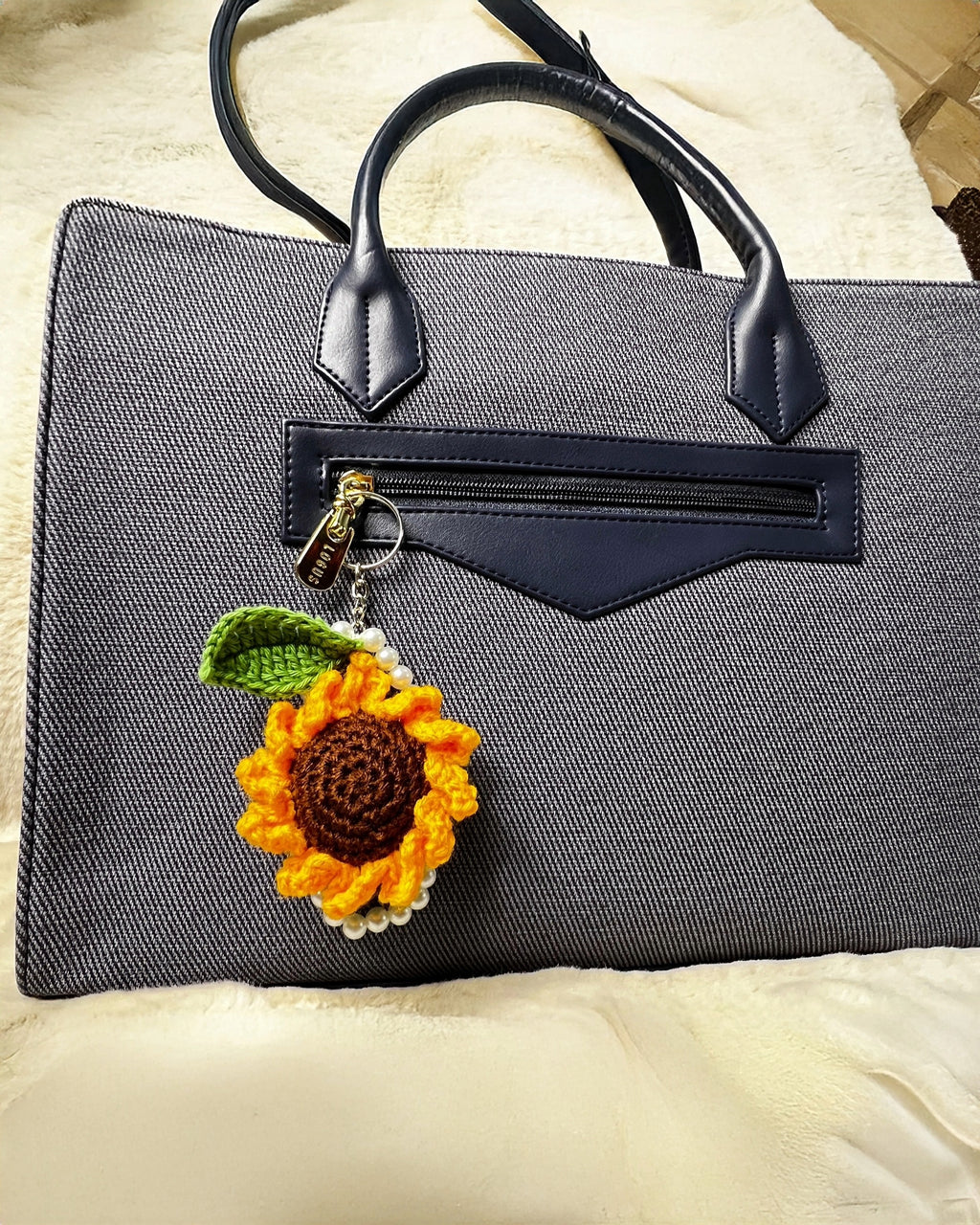 🌸 Blooming Charms - Golden Sunflower with Pearl Charm